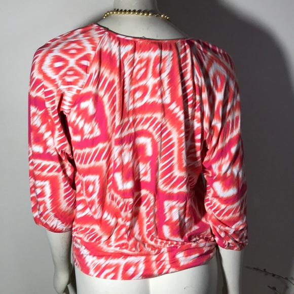Chico’s Colorful Peasant Style Blouse Top size 1 - Picture 6 of 9